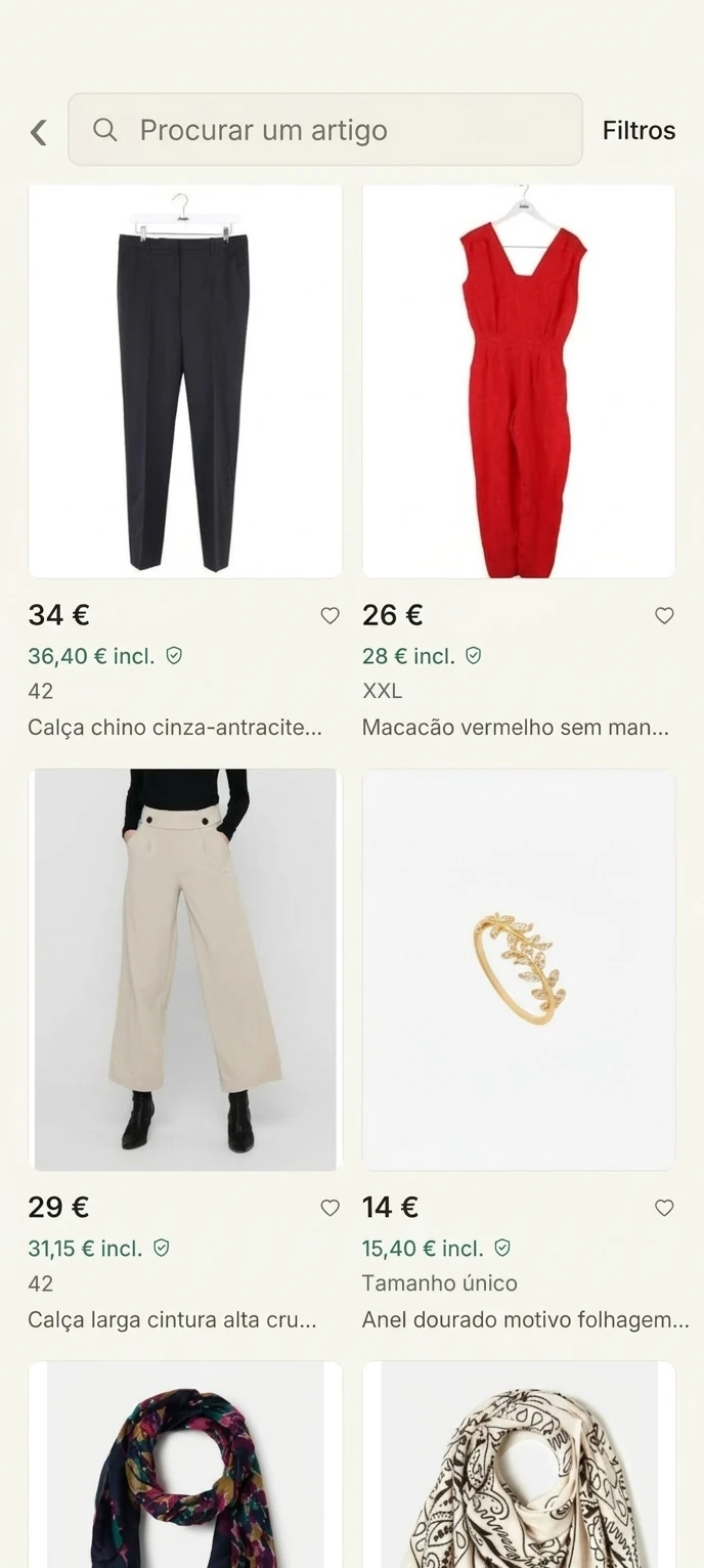 Tela de busca da Loja com artigos